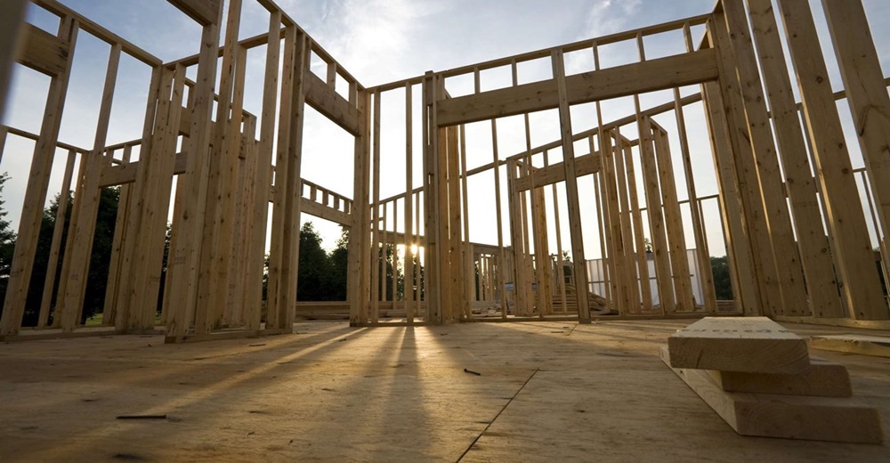 Estructura de una casa de madera.